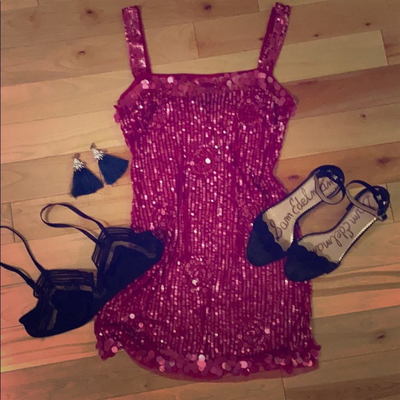 Gorgeous Arden B pink sheer sequin mini dress